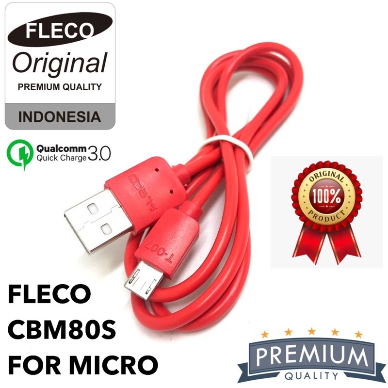 Ready Stok Kabel Data Fleco Micro USB 80CM CBM80S ORIGINAL - Cable CBM-80S 2A