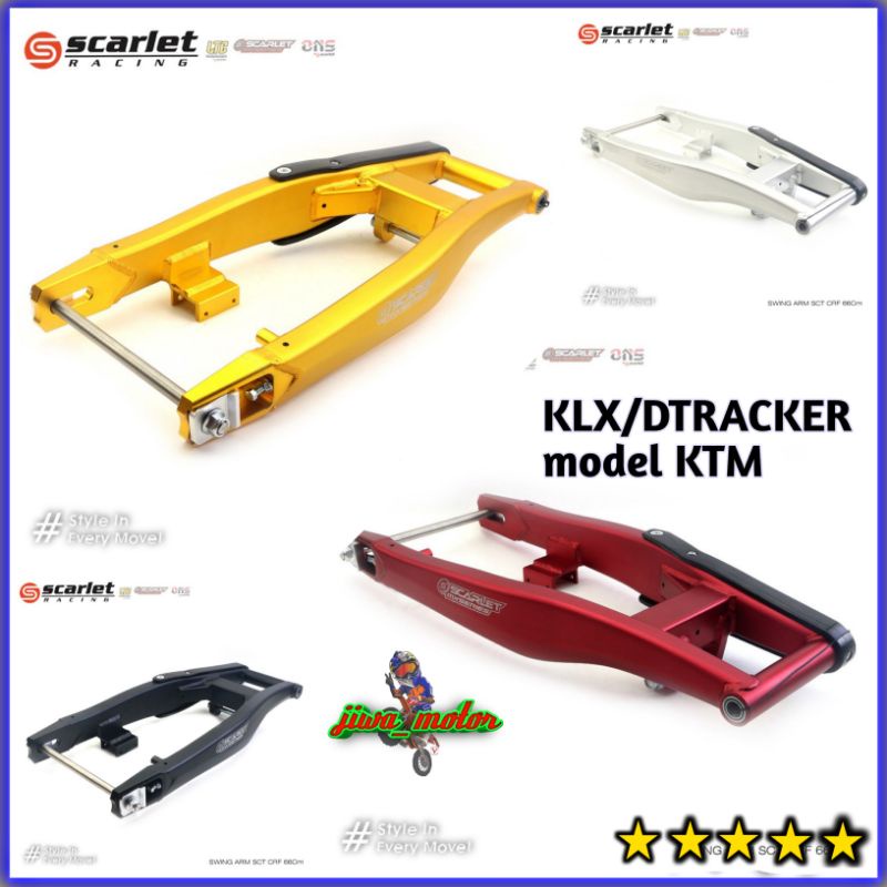 swing arm KLX DTRACKER 150 model KTM scarlet mx series bahan alumunium tebal swing arem klx dtracker