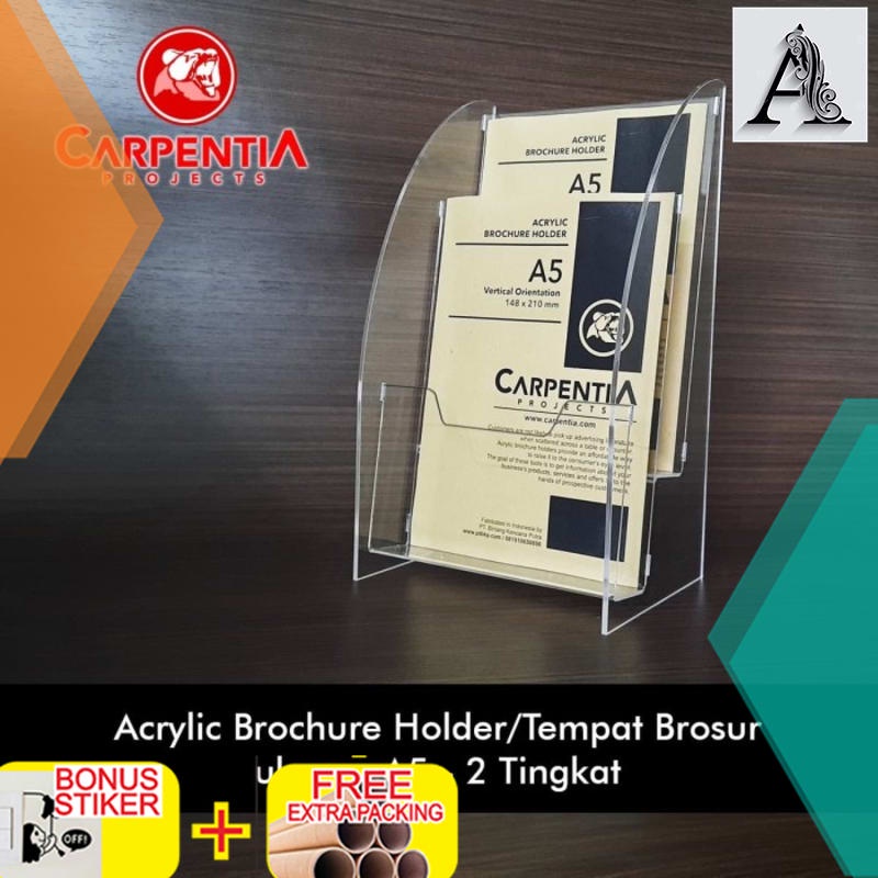 

Murah Brochure Holder Acrylic/Tempat Brosur - A5 - Tipe B Bening 2 Tingkat