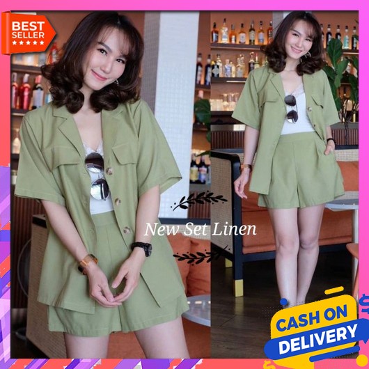 Blazer Stelan Blazer  Outer Jas Wanita Set Wanita Blzr Cewek Ber New Set Linen 758