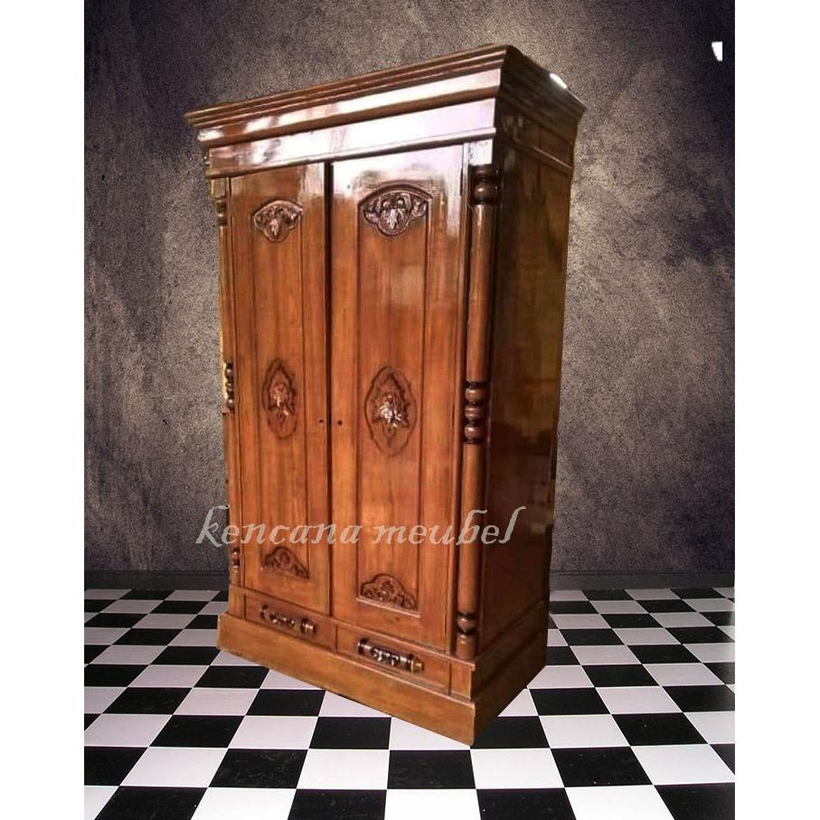 Lemari Pakaian Kayu Jati 2 Pintu
