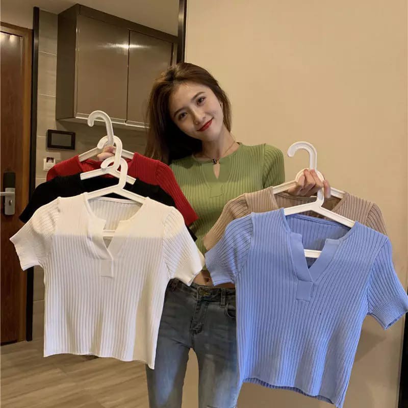 CASHA  - ZEC OOTD Wanita Atasan Rajut DAYUNIE / Crop Savi RIB / Baju Rajut / Atasan Rajut Wanita Ter