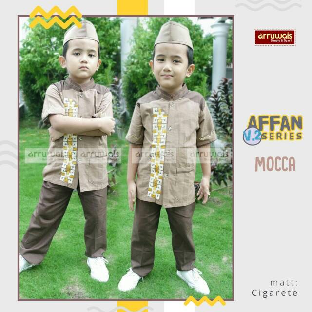 ARRUWAIS|AFFANKokoAffanKokoAnakKokoBordirAffanKokoAnakCowokKokoAnakWarnaKuningKokoAnakWarnaCoklat