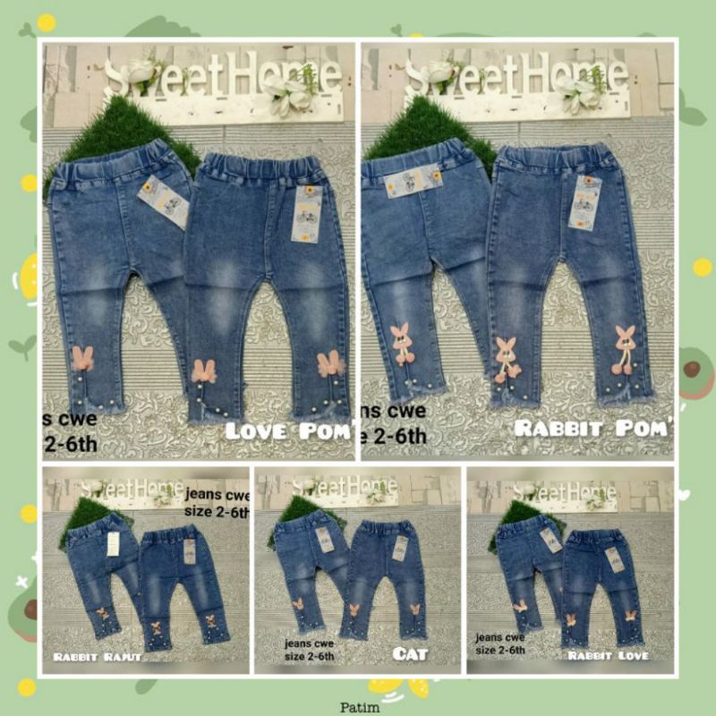 Celana Jeans Anak Perempuan Import Aplikasi Mutiara 1-5 Tahun Part2