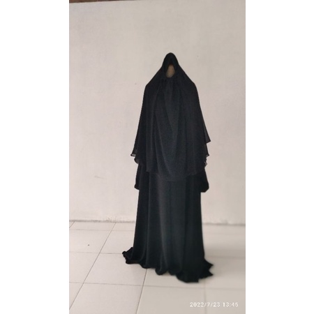 Jilbab safar lengan purdah jumbo jetblack bonanza cadar lipit