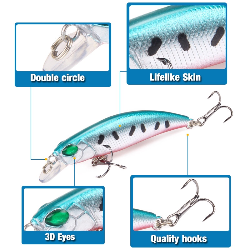 4g/6.5cm Spinner Bait CrankBait Lure For Fishing Plastic Bait SwimBait Lure Floating Top Water Lure Tackle Fishing Bait Set Gewang Buzz Bait Lure Umpan Mancing Fishing Bait Fishing Accessories Fish bait Fishing Lure CrankSet Fishing Gear Minnow Lure