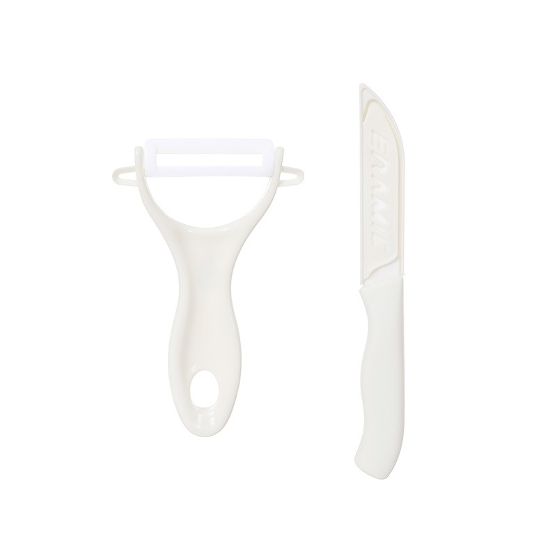 Miniso Ceramic Knife and Peeler Set - Pisau dan Parutan (Beige)