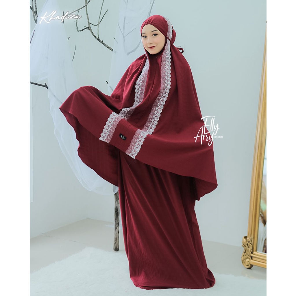 MUKENA LESTI RENDA CRINGKLE AIRFLOW MIX RENDA KHADIZA CANTIK SYARI JUMBO PERLENGKAPAN SHOLAT