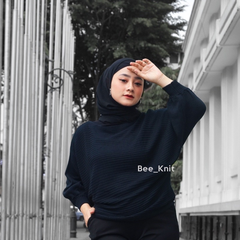 ATASAN BLOUSE BAJU RAJUT BATWING | ATASAN WANITA MODEL KELELAWAR | OUTER RAJUT KALONG KNIT