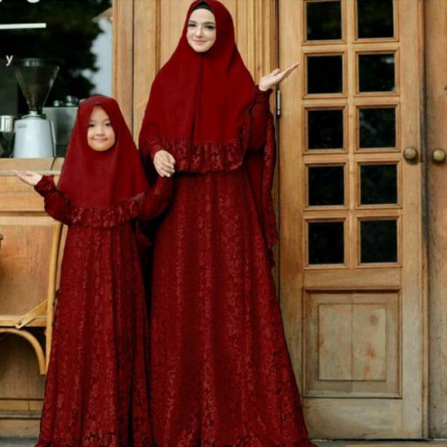 Gamis Jersey Mix Brukat / Couple Mom Kid / CP Naura