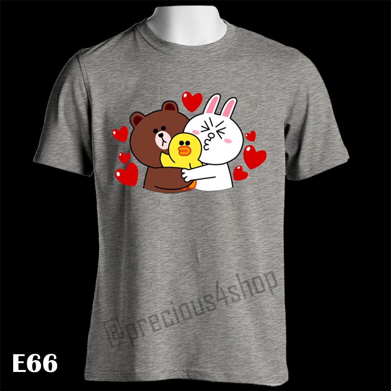Brown Cony & Sally Happy Line Friends | E66 | Kaos Couple | Family T-Shirt