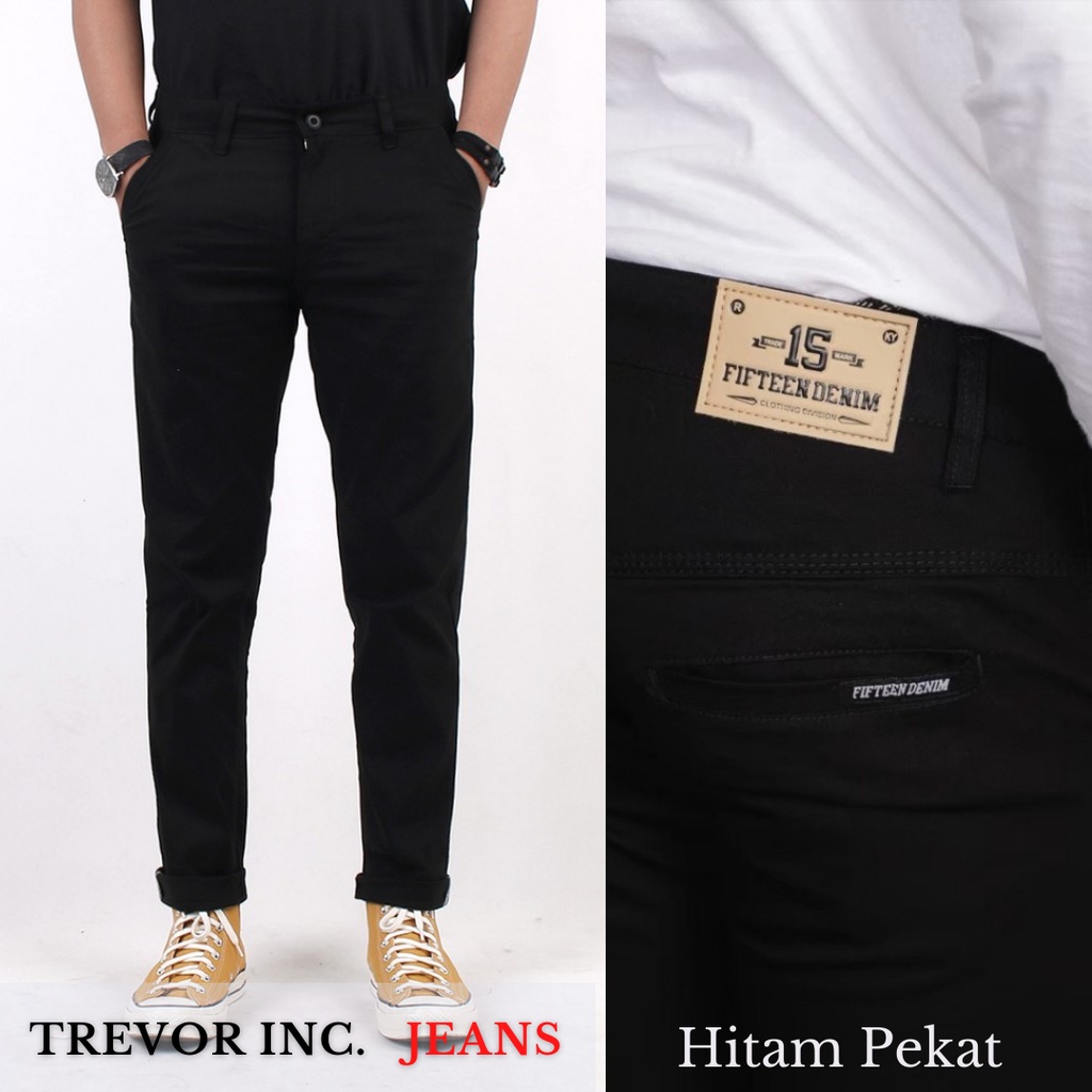 FIFTEEN DENIM - Celana Chino Pria Slim Fit Panjang Katun Formal Kantor Original Fifteen Denim
