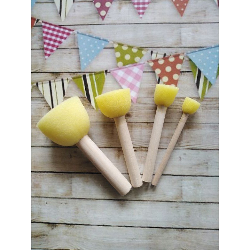 sponge brush kuas spon dot lukis anak set 4 pcs