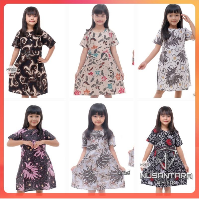 DRESS BATIK ANAK PEREMPUAN BAJU BATIK ANAK WANITA USIA 2-10TAHUN SERAGAM SEKOLAH SERAGAM BAJU ULANGTAHUN BAJU BATIK ANAK TRANDY