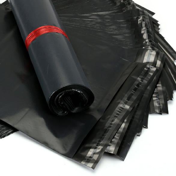 

✷ Polymailer 25x40cm Kantong Plastik Packing Olshop HDPE 100pcs Lem perekat Black Glossy Tebal Grosi