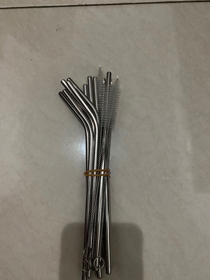 [15pcs] Cod Sedotan Lurus Bengkok+sikat Stainless Steel Impor Korea Alat Dapur Ramah Lingkungan