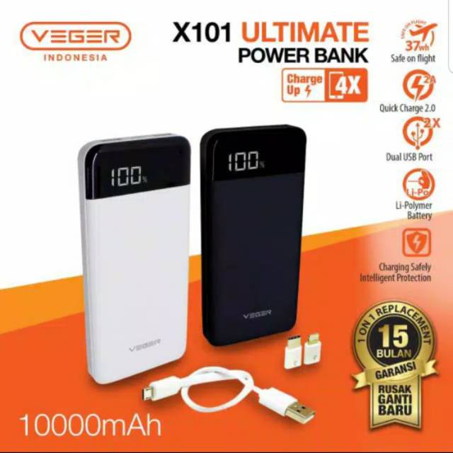 Power Bank Veger Ultimate X101 Led Digital Display Original