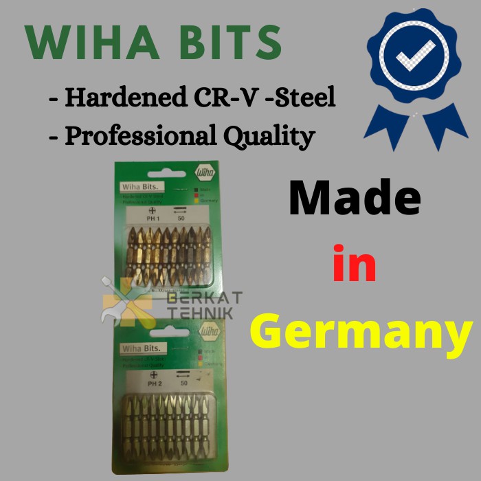 Wiha Mata Obeng Angin 7441 PH1 X 50 & PH2 X 50 1 Set 10Pcs Wiha Bits Germany Quality