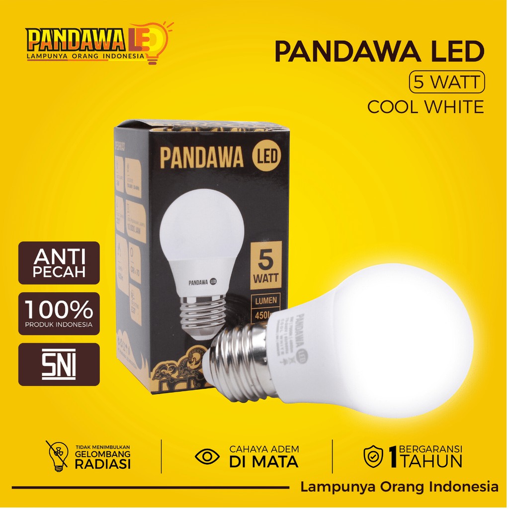 Pandawa Lampu LED 5 Watt Cahaya Putih E27