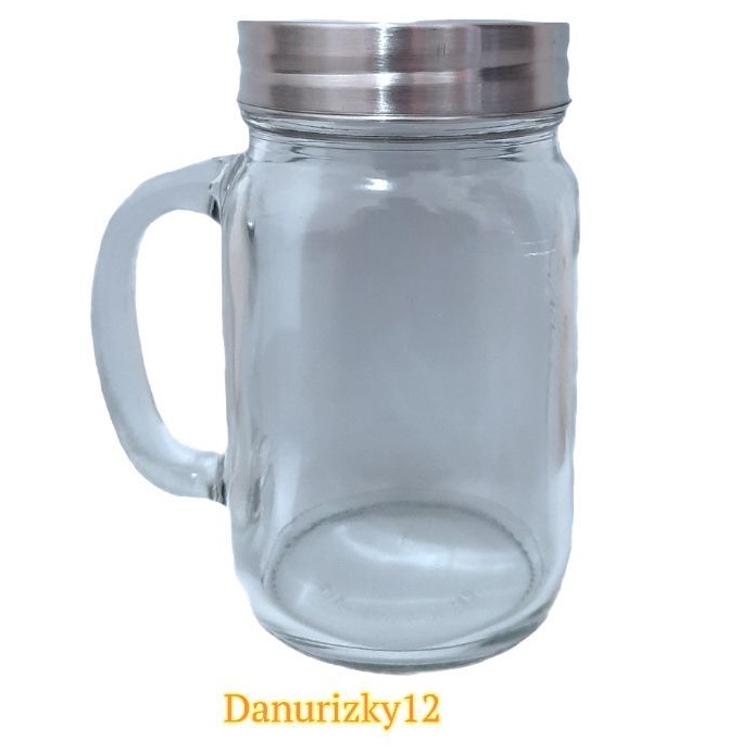 Gelas Kaca jar dan tutup / gelas jar tutup seng silver/ gelas mug kaca