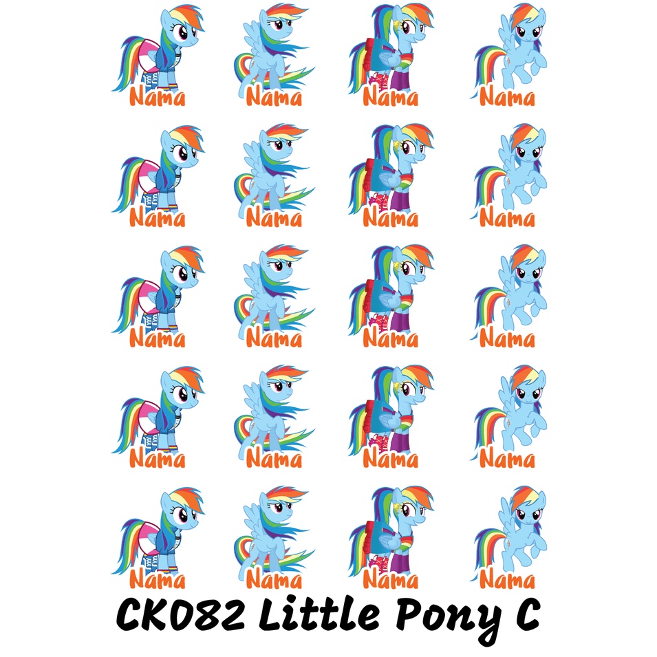 

Sticker Nama Cutting Label Waterproof Tahan Air Little Pony C (CK082)