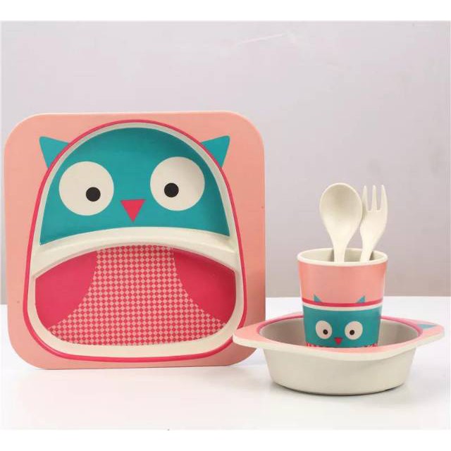 Bamboo Fiber Baby / Kids Tableware Set | Paket Alat Makan Anak Mangkuk Piring Gelas Animal