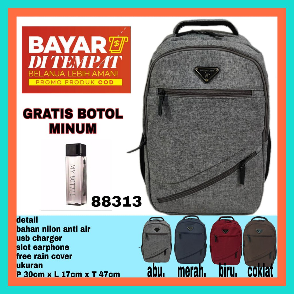 Tas Pria RANSEL POLO MILANO 88313 MURAH BACKPACK Tas KERJA Tas TARVELING Tas Unisex