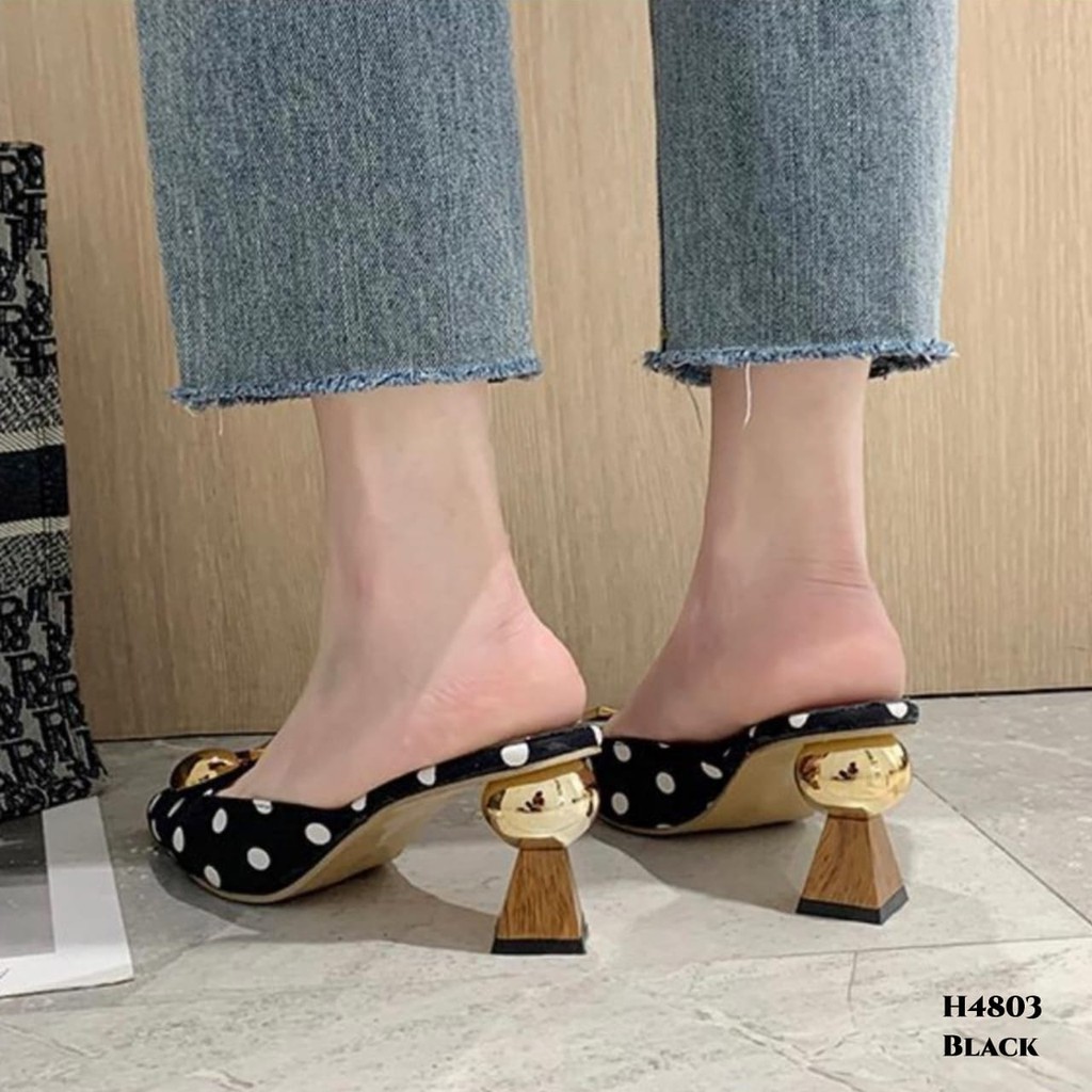 RESTOCK WYN HIGH HEELS SLOPE POLKADOT H4803