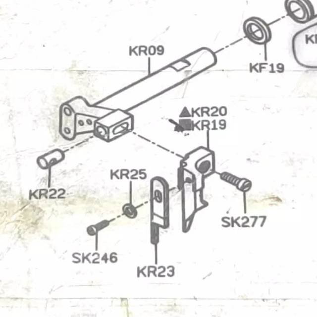 KR22 + SK227 Pen Dudukan Pisau Atas Mesin Jahit Obras 747 / 700F