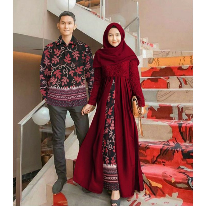pcs cp sarwendah faridah batik pakaian couple pasangan kemeja dan gamis maxy fe