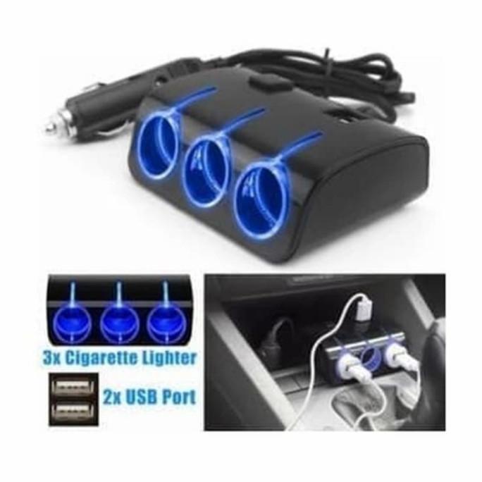 $$$$] Car cigarette Lighter splitter cabang 3 colokan api rokok mobil 2 USB