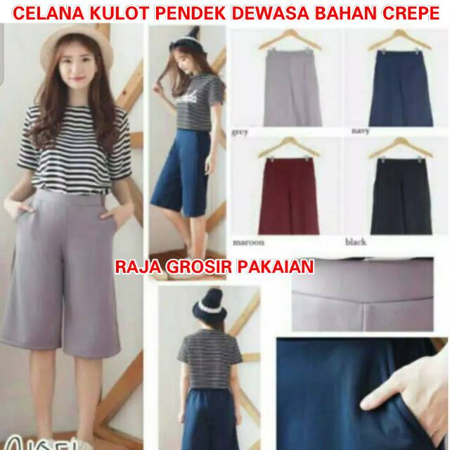 CELANA KULOT PENDEK 7/8 STANDAR FIT TO L DEWASA BAHAN WAFFLE/CREPE