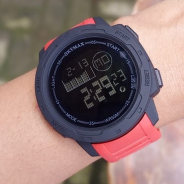 JAM TANGAN DIGITAL SPORT ORIGINAL SKYMAX 2021G MERAH