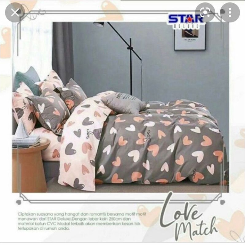 PILLOWMART sprei karet keliling MOTIF LOVE MATCH