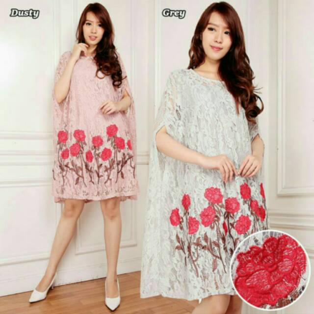 Kaftan/Dress Midi/Mini/Gaun Brukat/Brokat/Lace Bordir Cantik Simple Elegant Party/Pesta/Formal