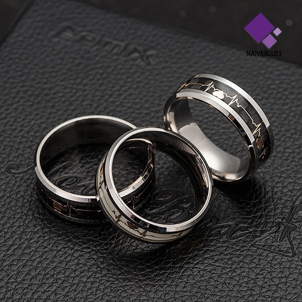 Cincin Luminous Pola Detak Jantung Untuk Hadiah Valentine