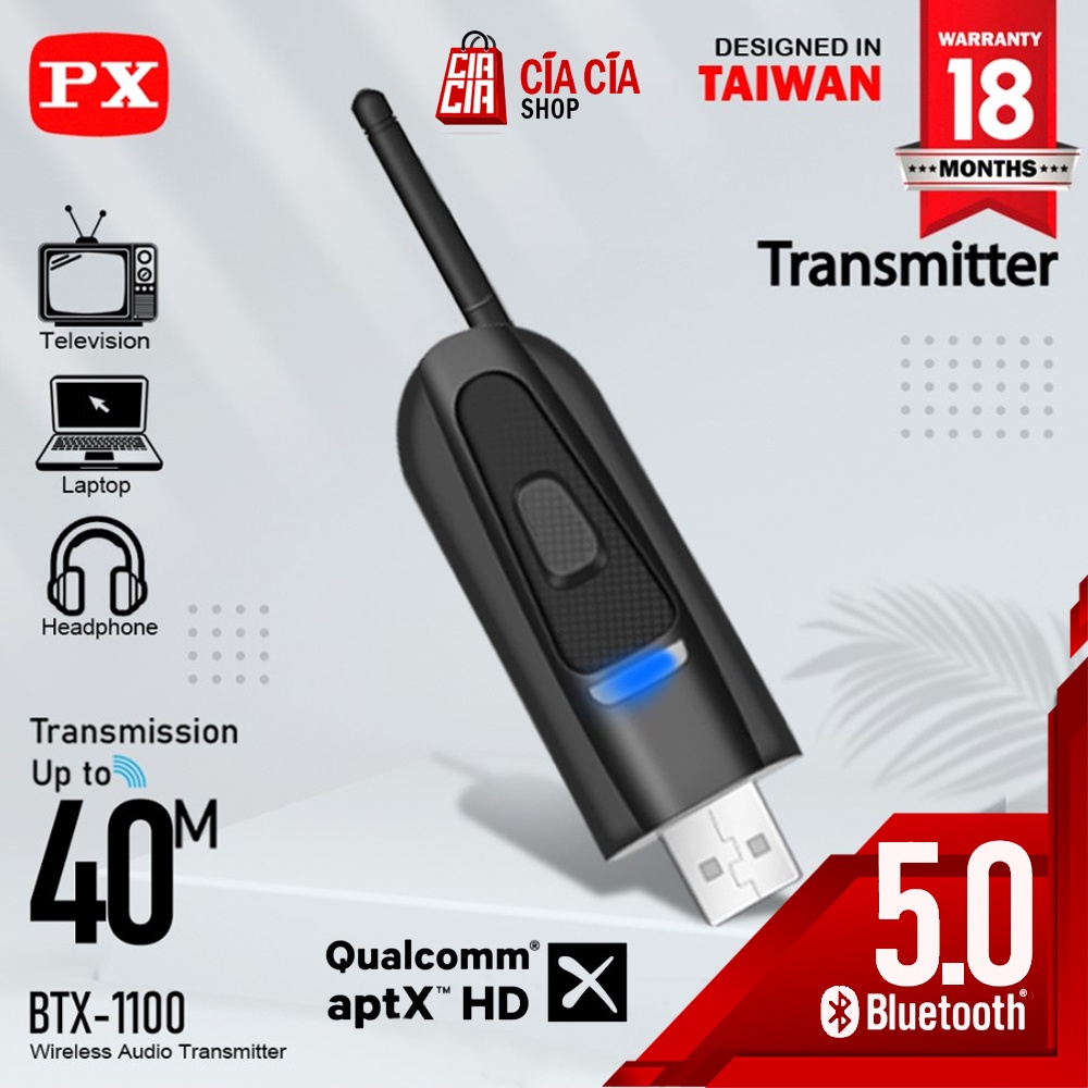 USB Bluetooth Transmitter Audio Tanpa Driver 5.0 HD stereo PX BTX-1100