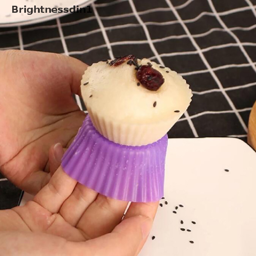 5 Pcs / Set Cetakan Kue Muffin Cupcake Bentuk Bulat Bahan Silikon Ukuran 7cm DIY