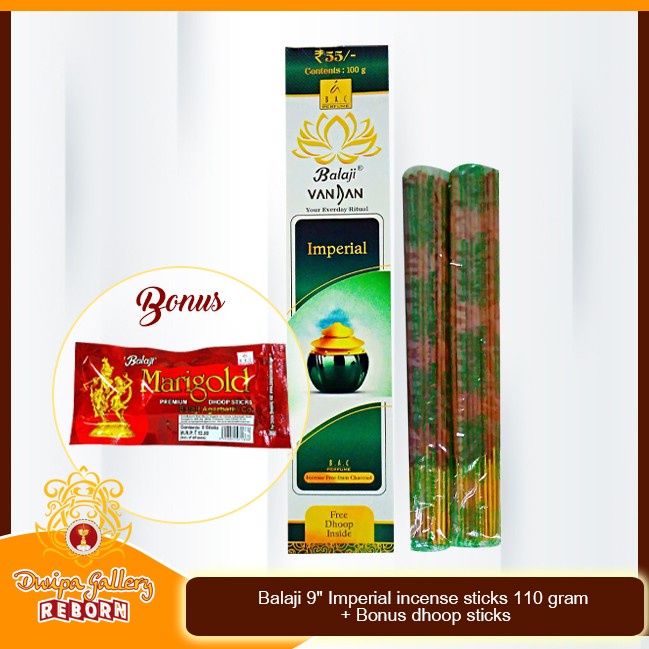 Dupa Balaji 9&quot; incense sticks 110 gram + Bonus dhoop sticks