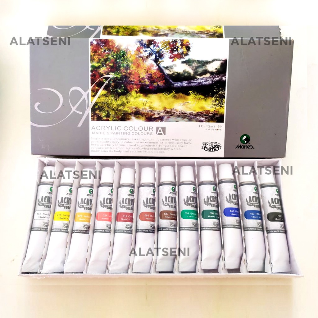 

Maries Acrylic Colour/ Color/ Cat Akrilik set 12 Warna 12ml / Marries