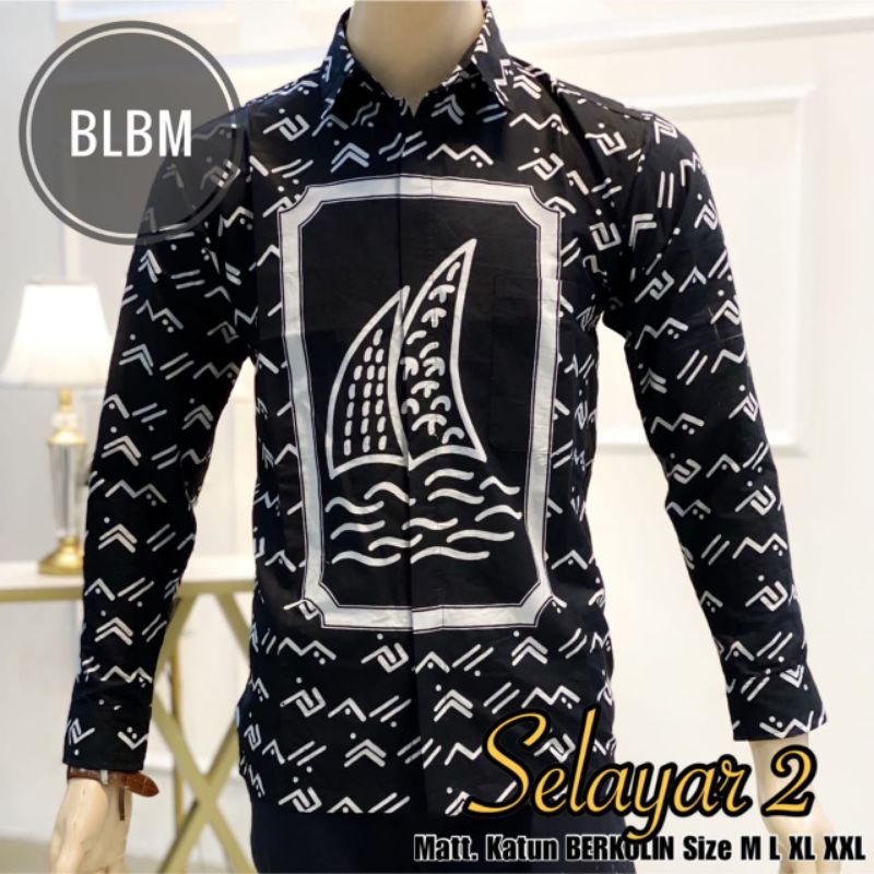 batik layar batik selayar khas makassar lontara sulawesi selatan slimfit seragam  batik kantor batik