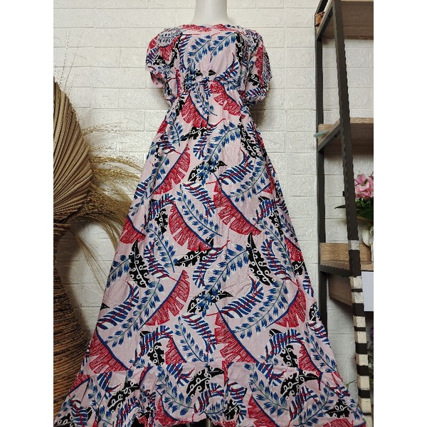 [JUMBO LD 120] Daster Bali Manohara Panjang Jumbo Busui Ruffle/Homeydress Busui Kourtney