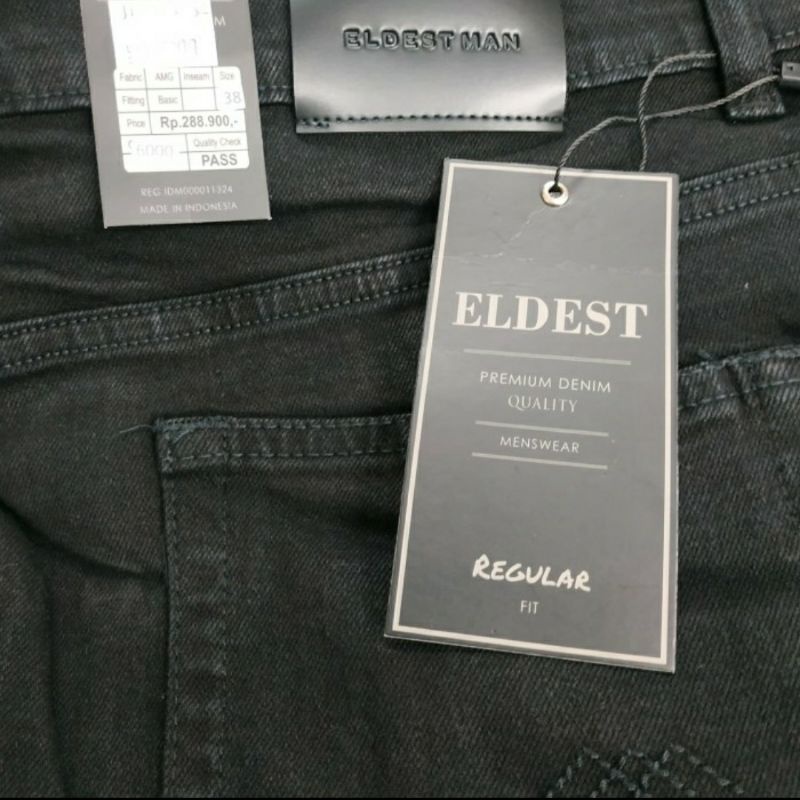 Celana Panjang Pria Soft Jeans Stretch Hitam Eldest Size Besar 33,34,35,36,37,38