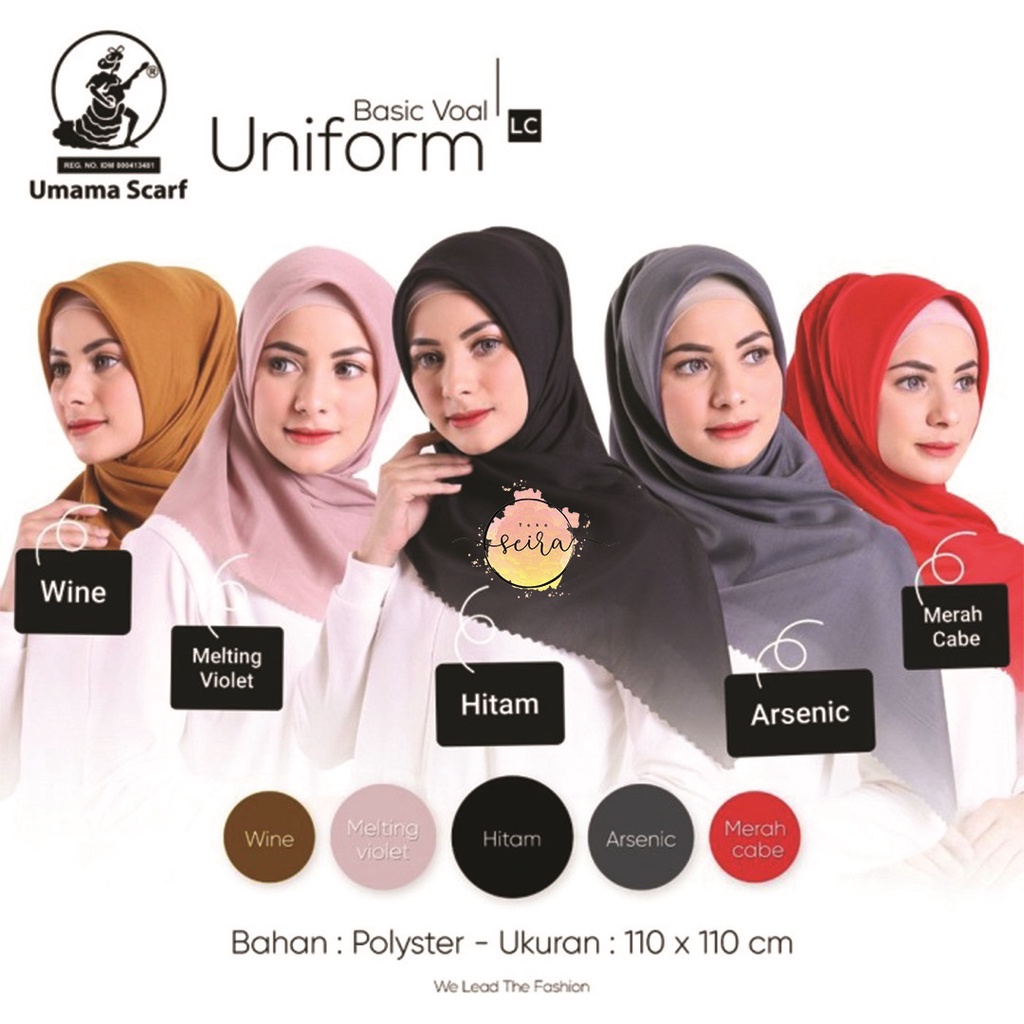 [BISA COD] Umama Basic Voal LC (Laser Cut) Uniform Umama Scarf Hijab Segi Empat