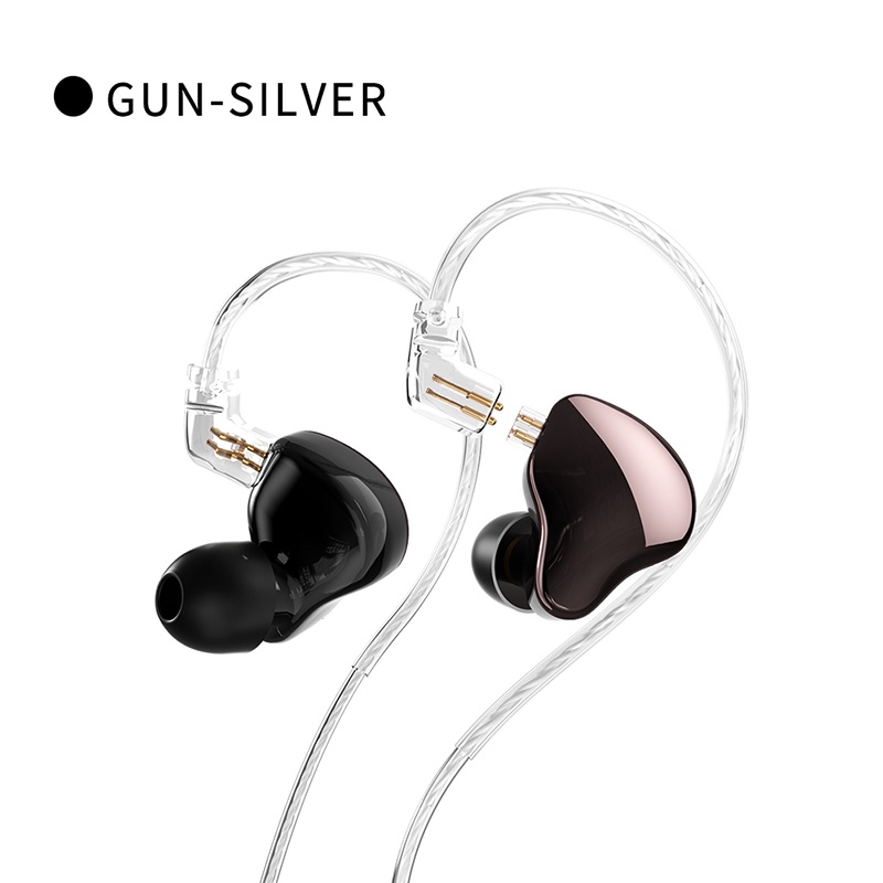 JCALLY MN In-ear HIFI Earphone Headset with Microphone alt KZ EDX Pro QKZ AK6 Pro CCA CRA-MN Gun Silver Mic