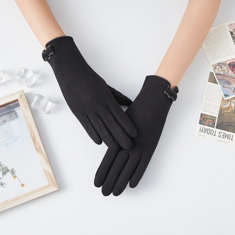 Sarung Tangan Simple Wanita Pita Cantik Lucu Korean Version Women Gloves Full Finger Touchscreen