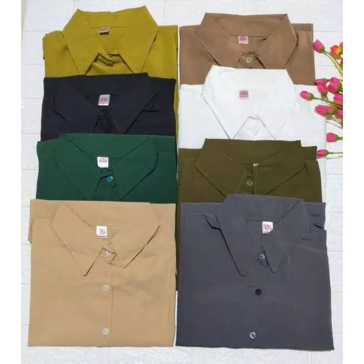 KEMEJA POLOS TANGAN SKODER | BAJU KANTOR PUTIH HITAM | KEMEJA FORMAL| ATASAN WANITA LENGAN PANJANG-Abu 27