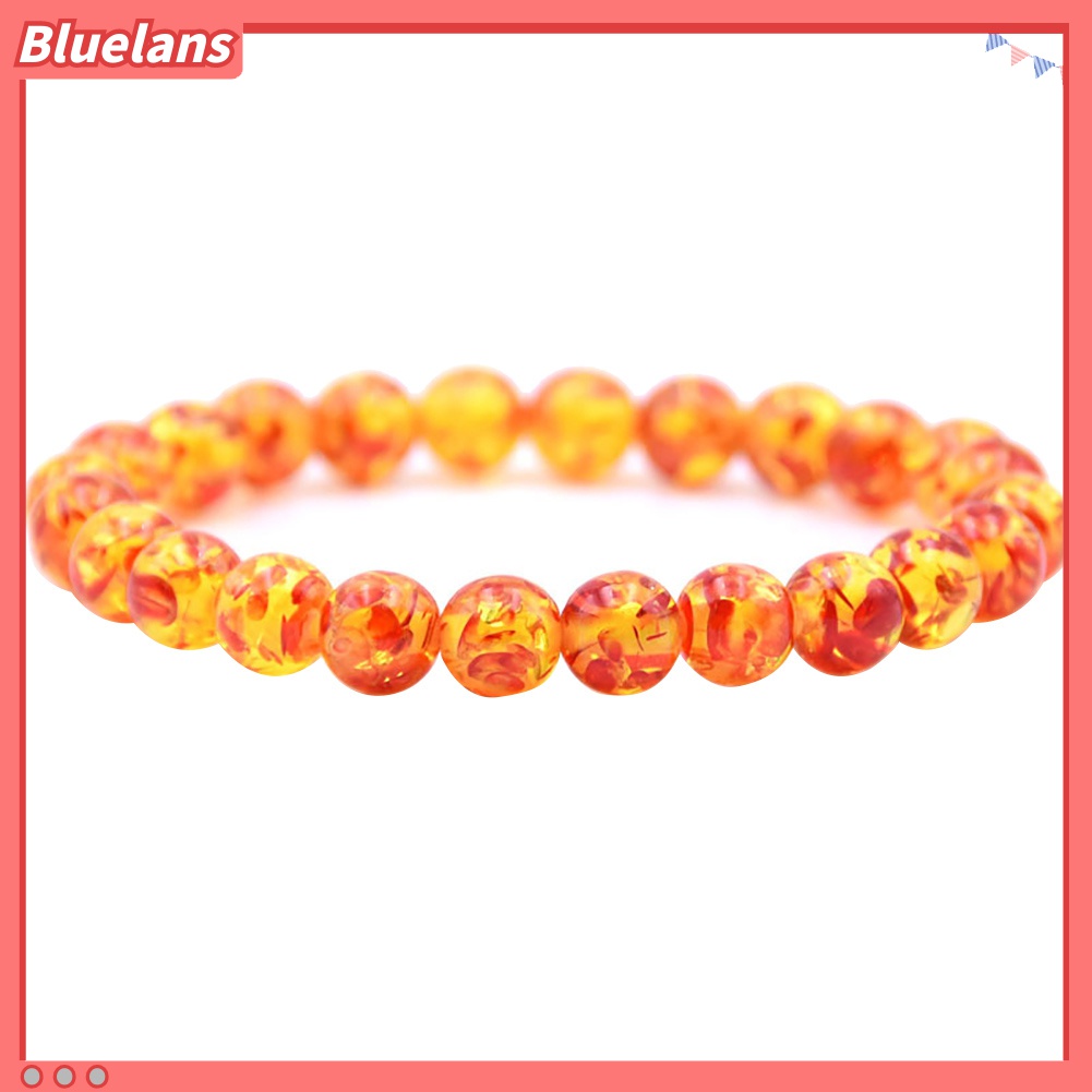 Gelang Manik-Manik Batu Amber Buatan Ukuran 8mm / 10mm Untuk Pria Dan Wanita