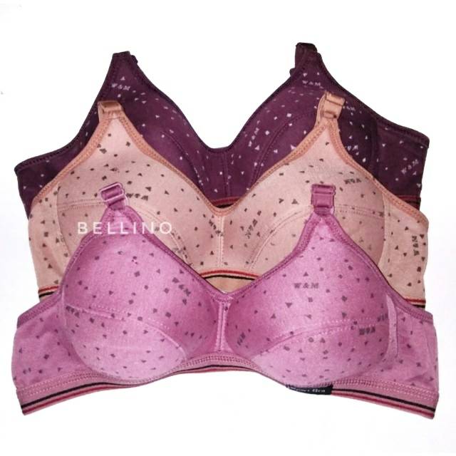 Sport Bra Remaja List Motif Tanpa Kawat Busa Tipis Size 34 36 38 40 42 Kait 2 / Bh Abg Cup Kecil