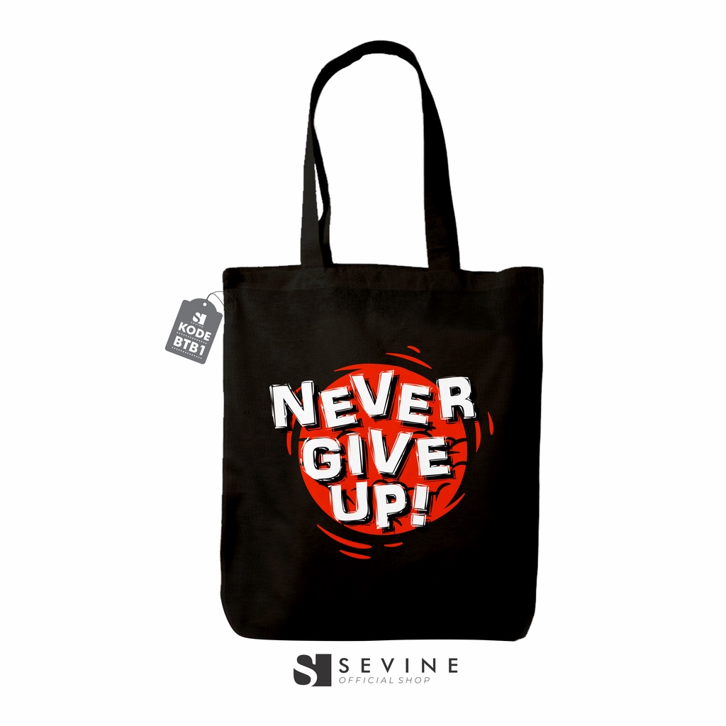 Sevine Totebag Tas Wanita Tote Bag Resleting Typography Black Series - BTB1